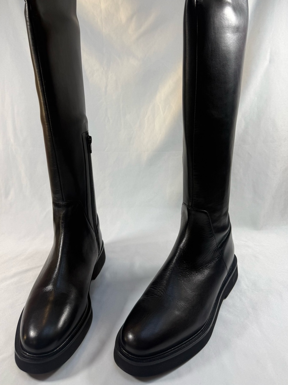 NEW Whistles Quin Stretch Knee High Black Leather Boot Women's Sz 7 RETAIL $399